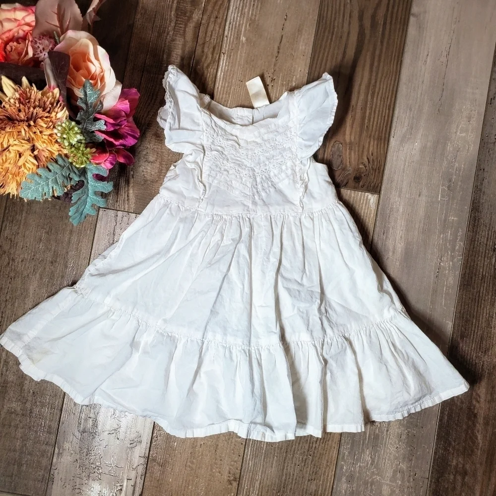 baby B'gosh Size 24m White Tiered Ruffle 100% Cotton Toddler Girl Dress NWOT